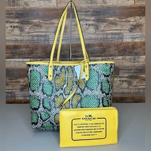 Coach Preloved reversible X-Large coach snakeskin print leather tote bag